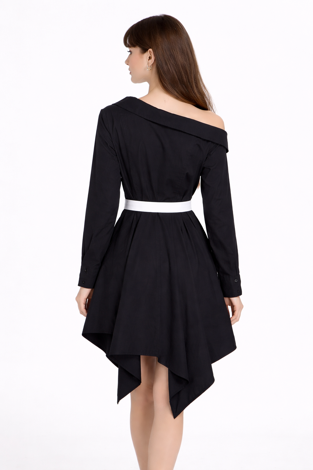 one-shoulder shirt dress with statement belt – ICON
