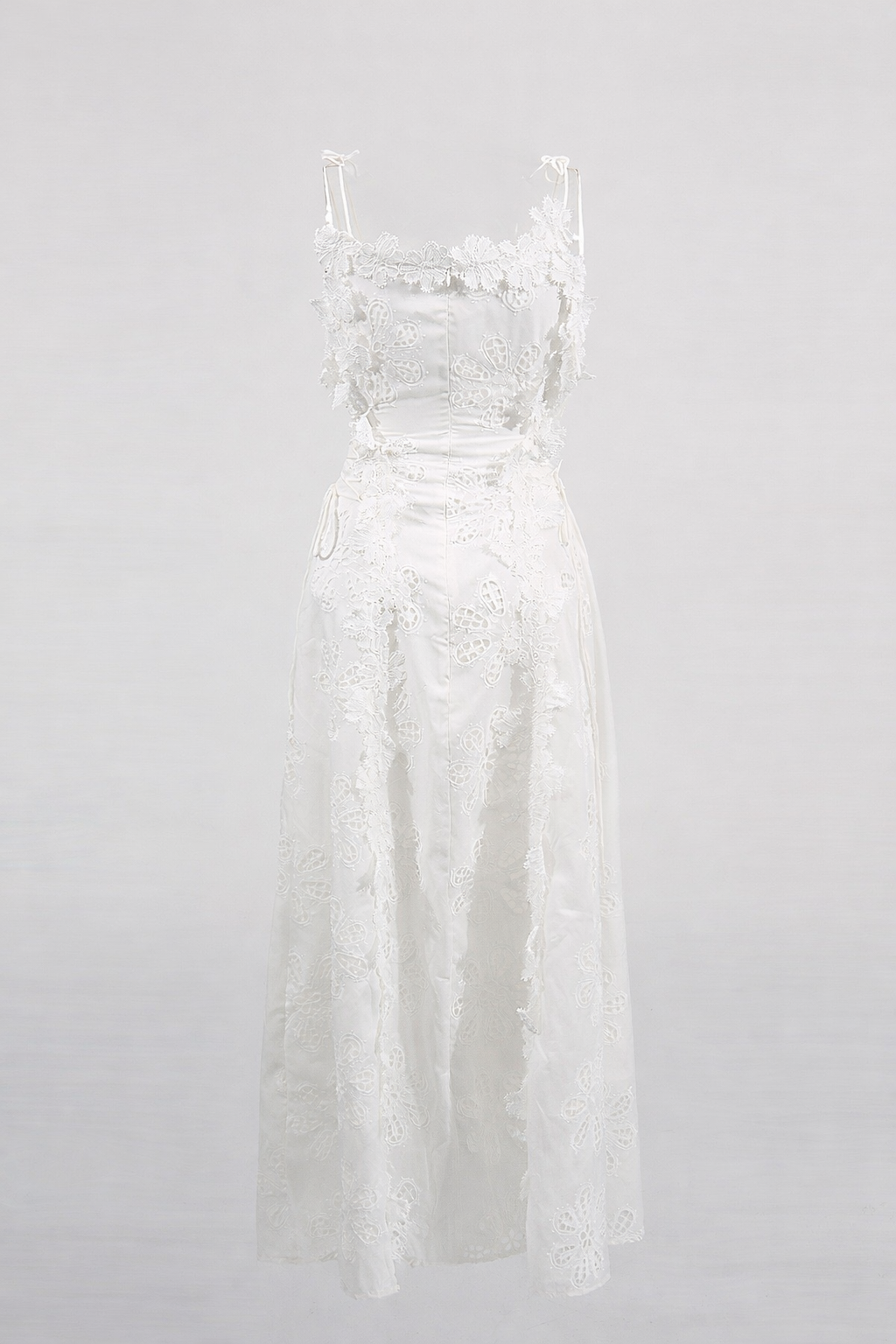 lace overlay slip maxi dress with tie straps – ELYSIA