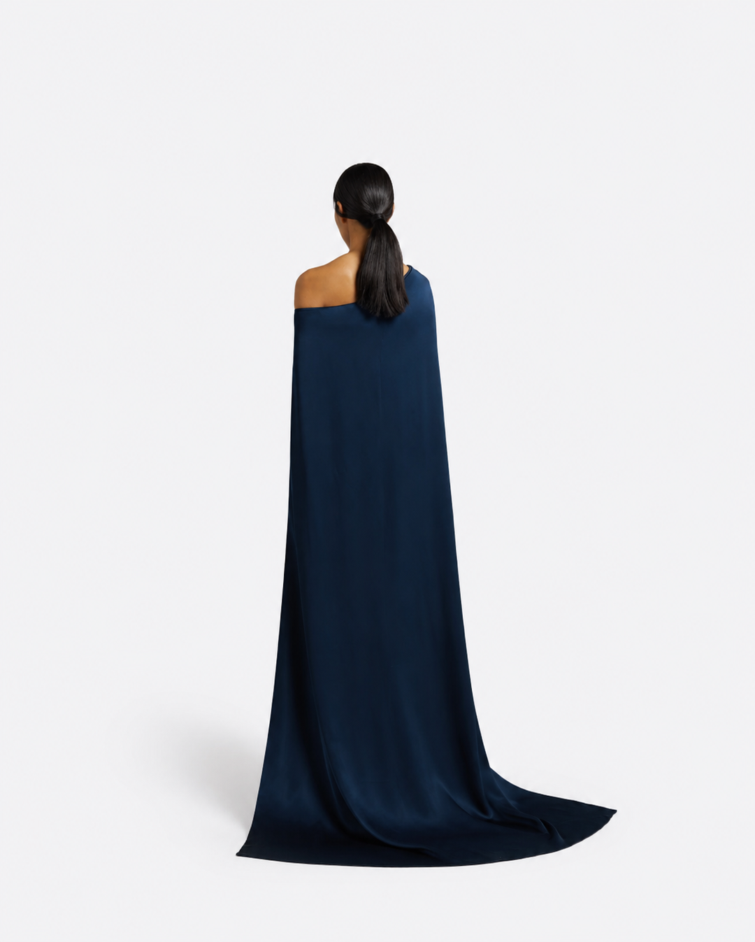 One shoulder column dress with twisted cape - Abby