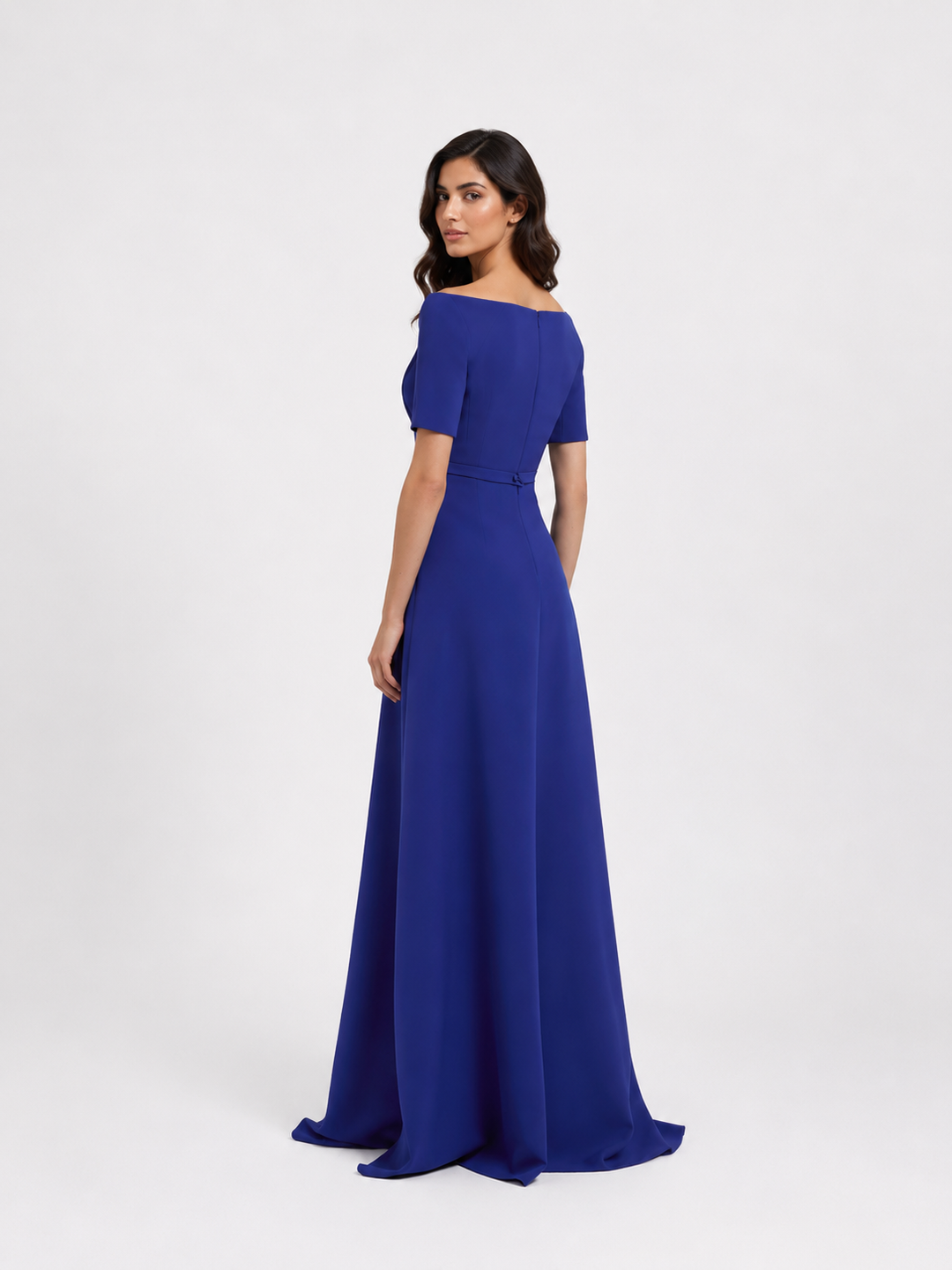 off-shoulder A-line gown with structured bodice – SAPPHIRE