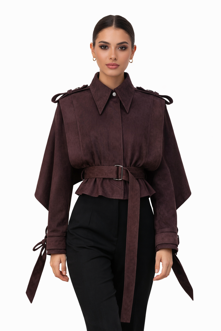 cropped belted jacket with layered sleeves – EDGE