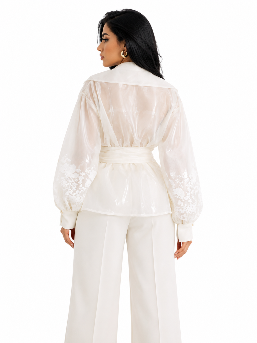 White blouse with floral design - Celtam