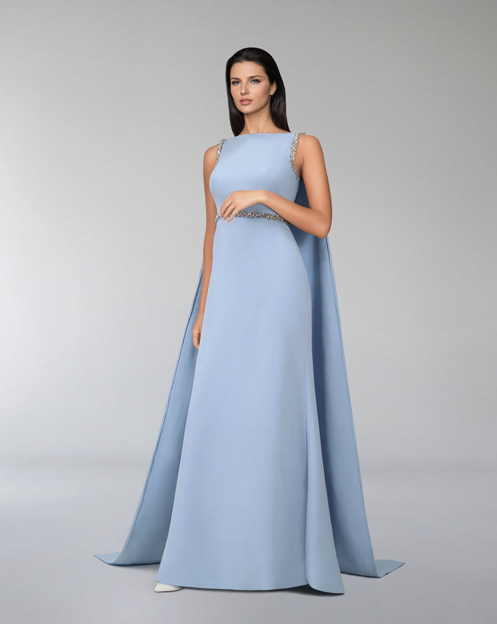 Sleeveless beaded dress with split cape - ODD-SOMAYAI