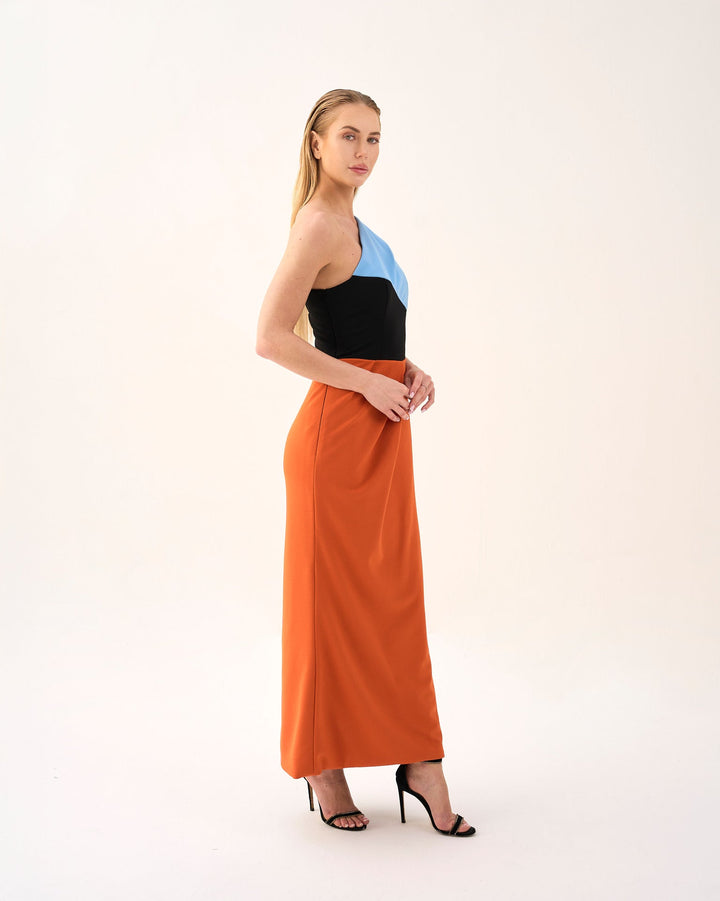 Asymmetrical cut & multicoloured dress - ODD-AMARA