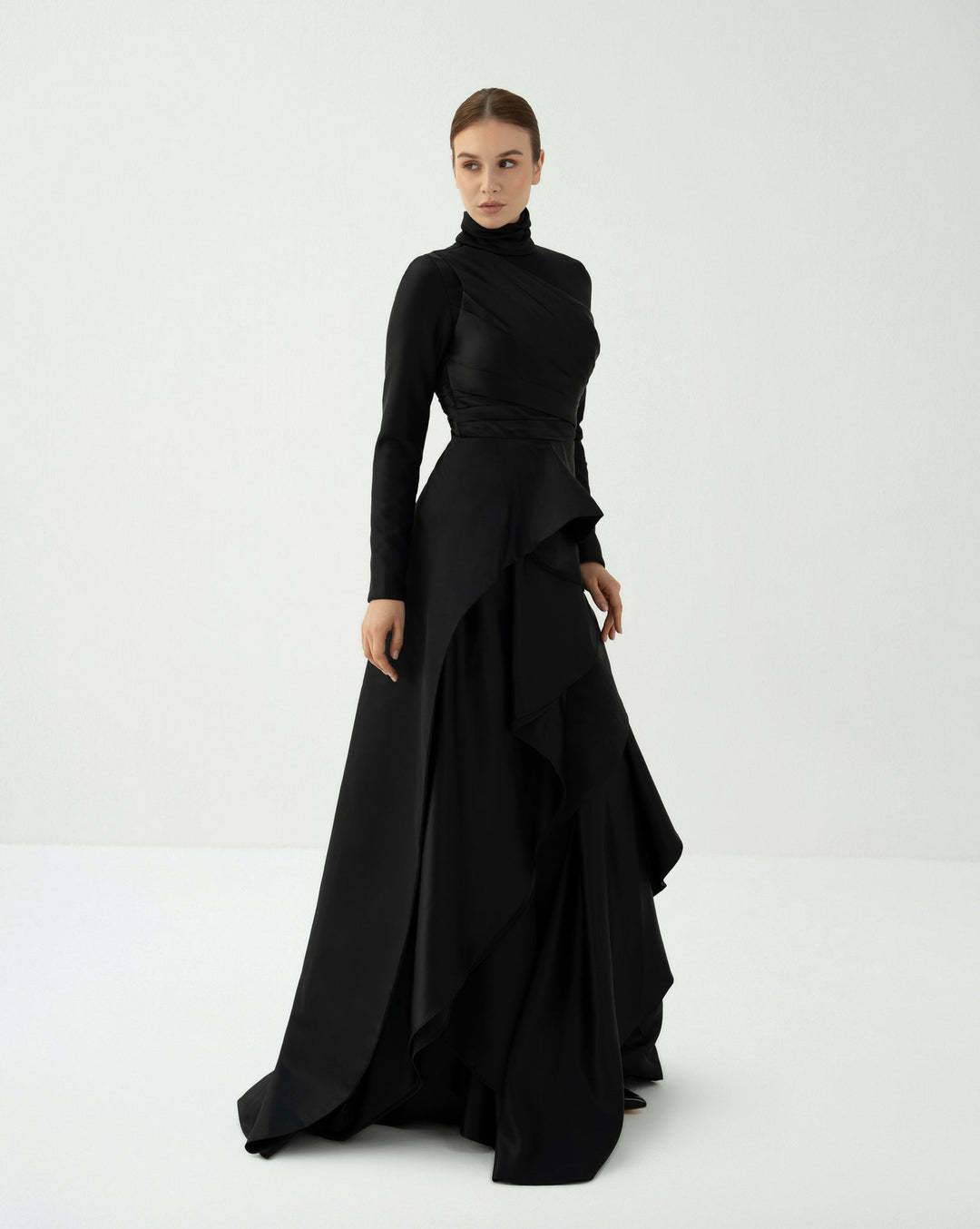 Asymmetrically pleated dress with layered skirt - ODD - AURELIA