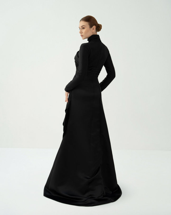 Asymmetrically pleated dress with layered skirt - ODD - AURELIA
