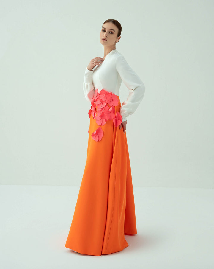 Bicolour dress with flowered waistline - ODD - CAMILLE
