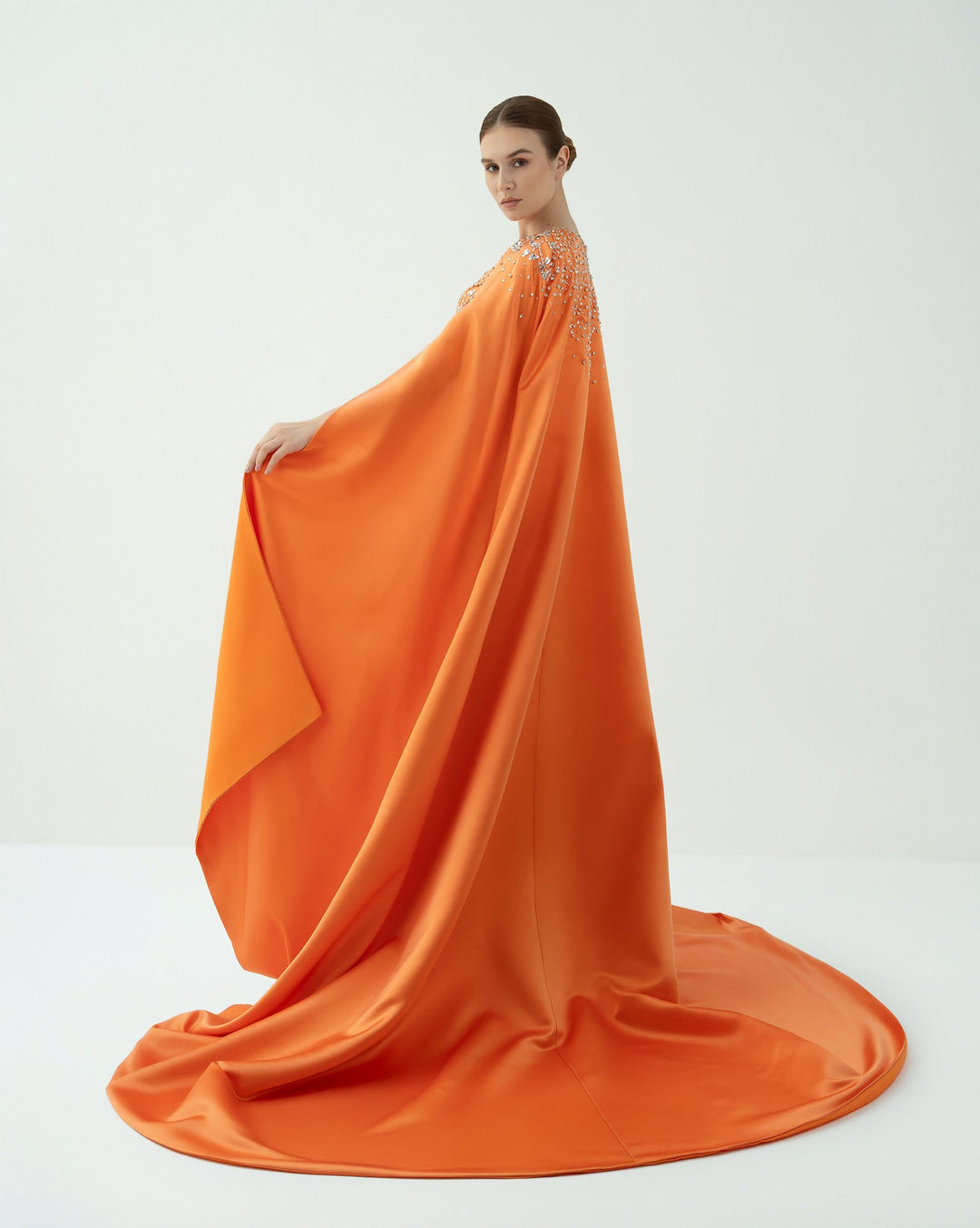Embellished Column Dress with Dramatic Cape – ODD-SOLAR