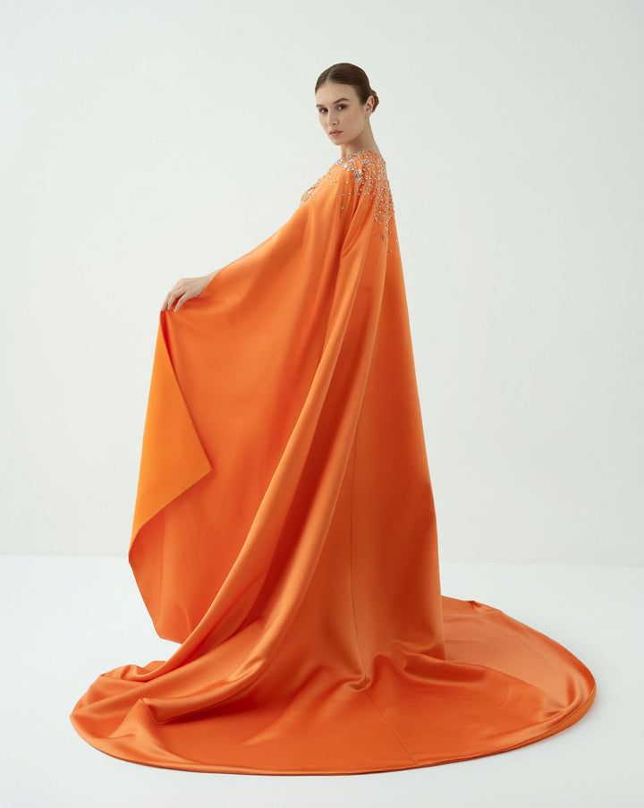 Embellished Column Dress with Dramatic Cape – ODD-SOLAR