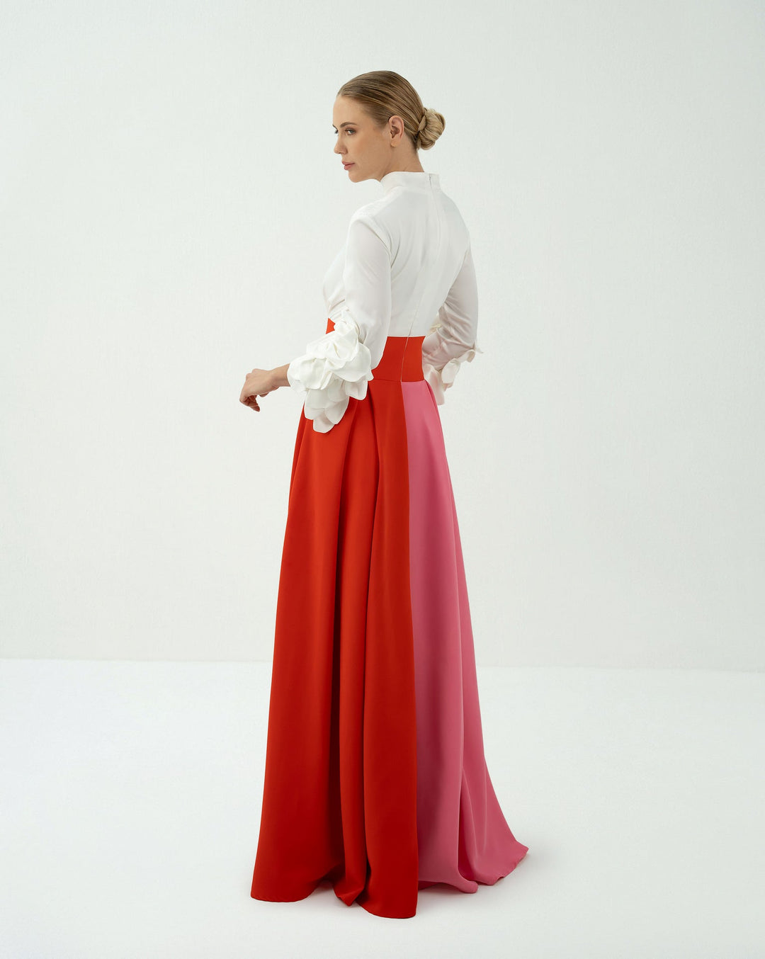 Bicolour skirt  with ruffle sleeve shirt - ODD-LEILANY