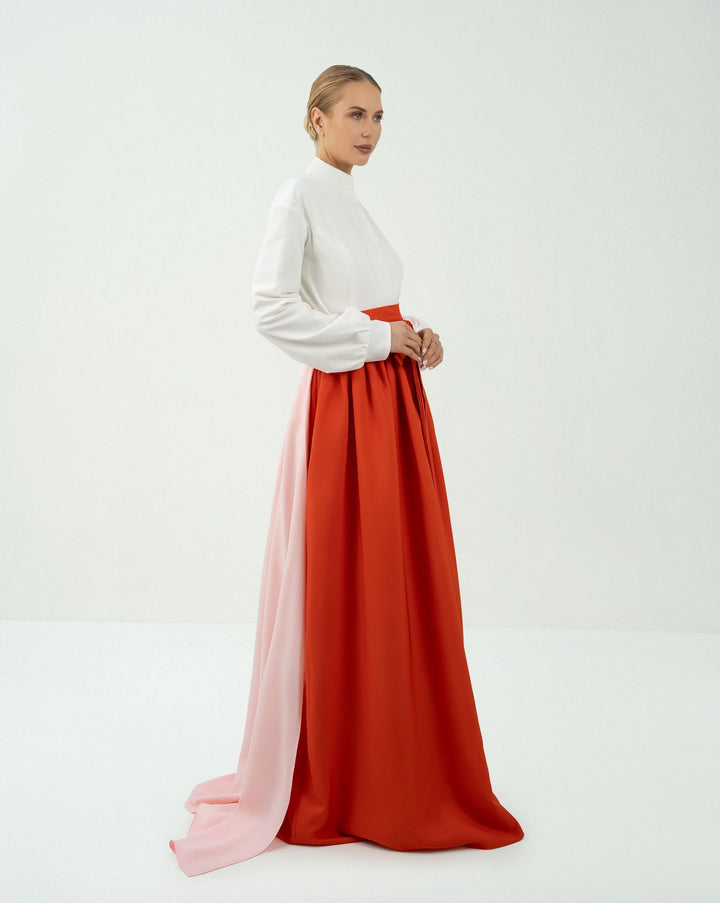 floor-length skirt with straps and white shirt  -ODD-IMARA SET