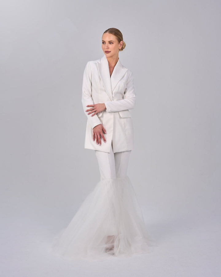 White blazer with bottom bell pants - ODD- DAHLIA SET