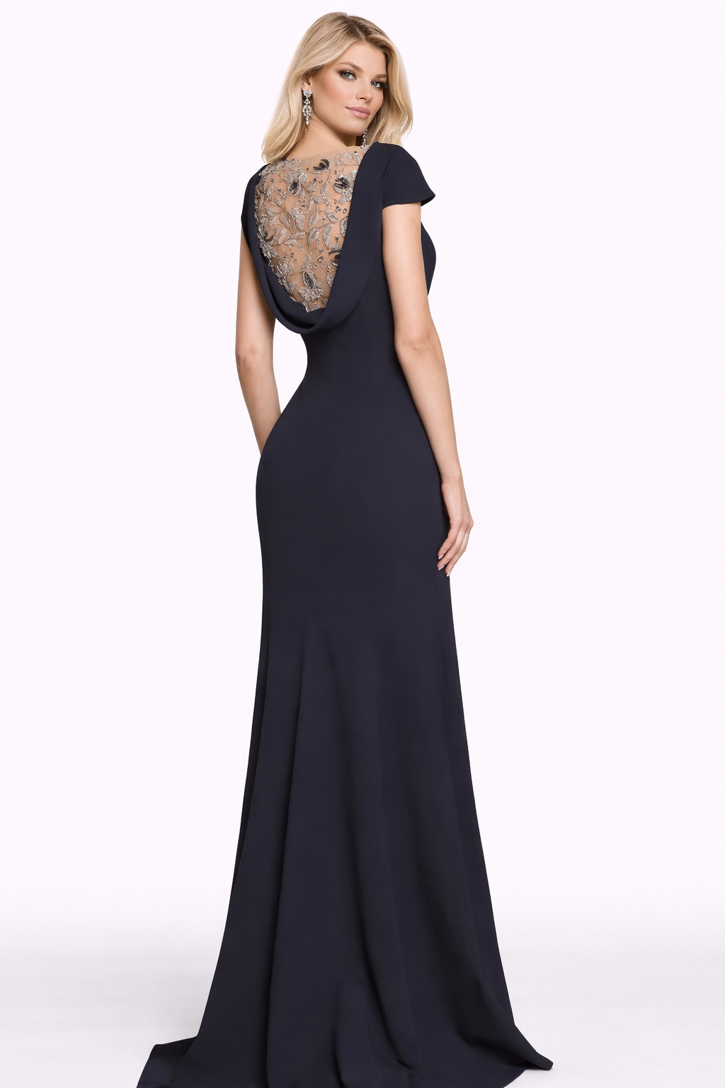 cap sleeve mermaid dress with bateau neckline – MIDNIGHT-1