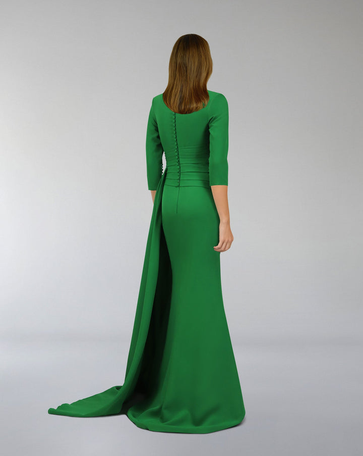 Tailored Blazer dress with pleated waistband and train - OLENO