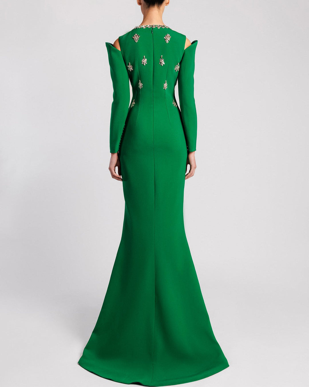 Long Sleeve Embellished Gown with Front Slit - NOIIR-1