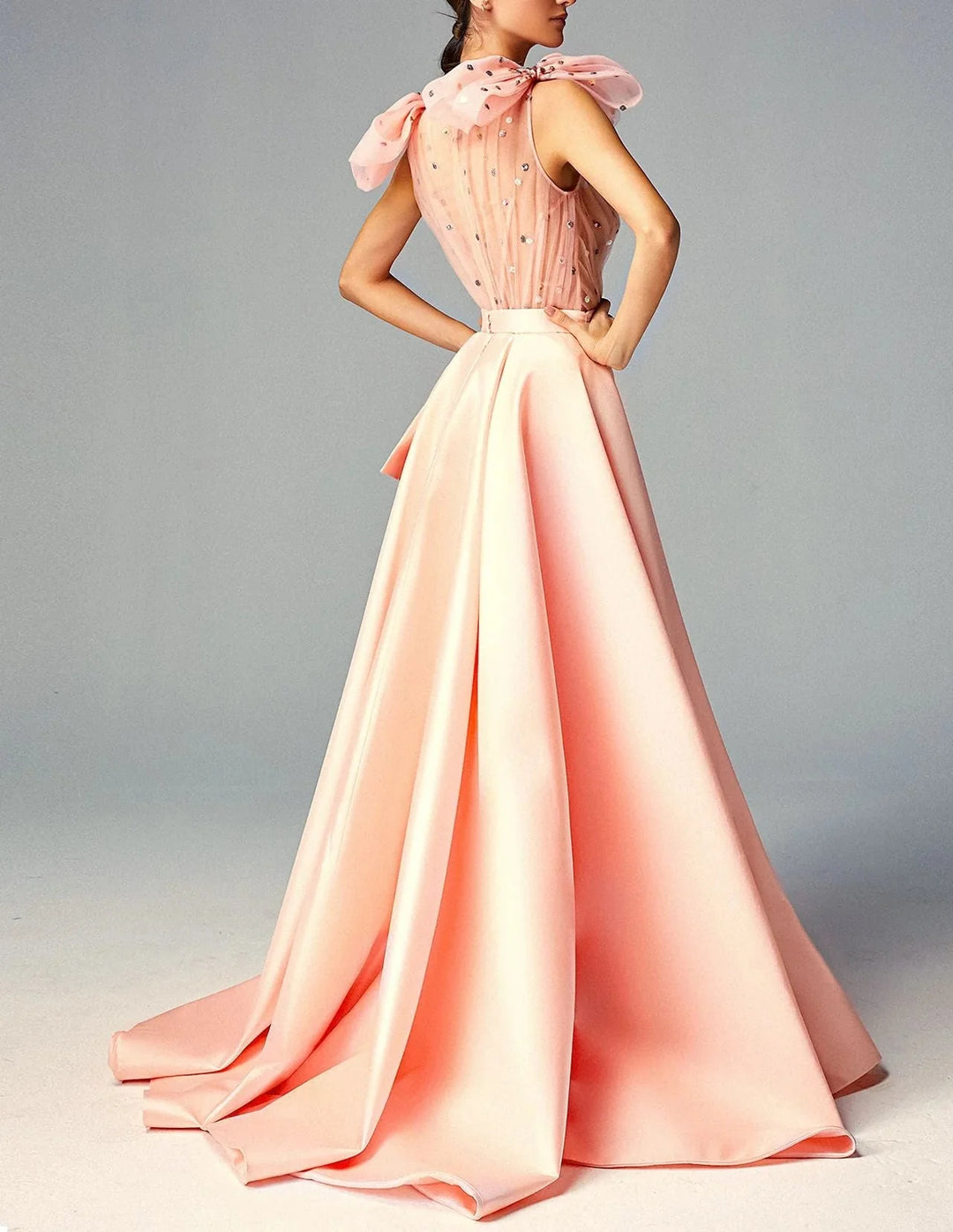 Embellished tulle gown with statement bows - Iminathir