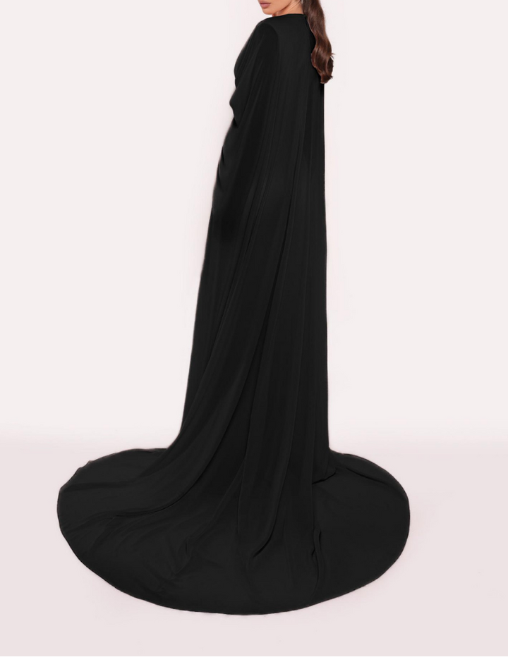 plunging draped cape gown – ODD- AMARA