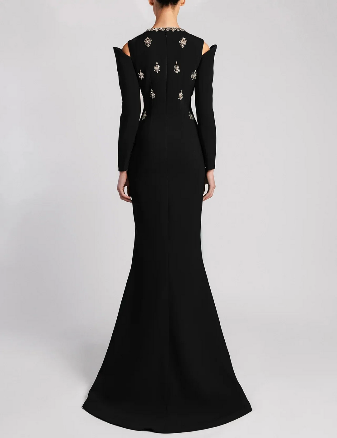 Long Sleeve Embellished Gown with Front Slit - NOIIR-1