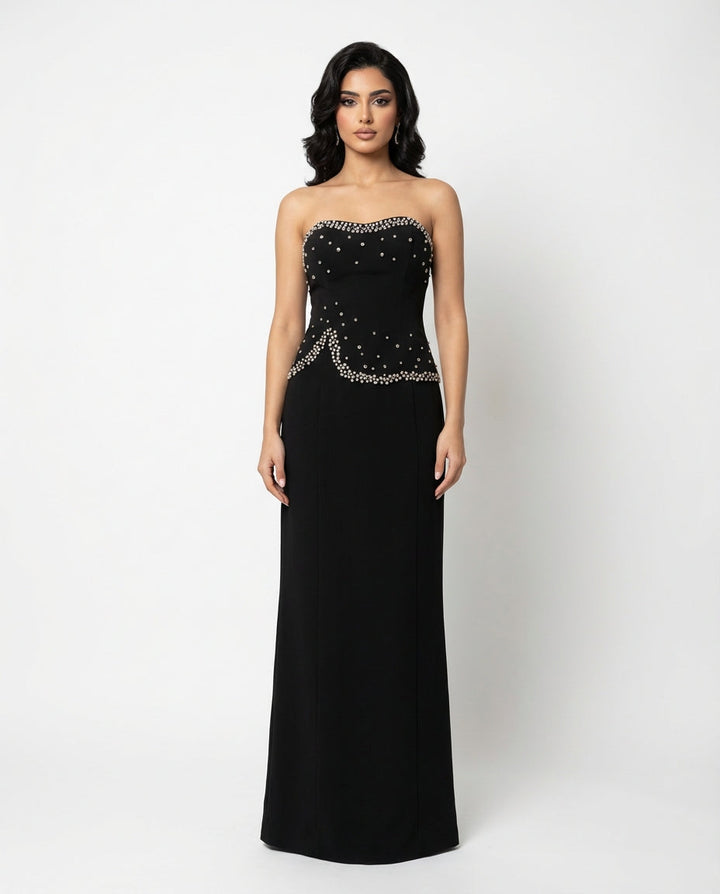 high-neck embellished cape gown – CONSTELLATION