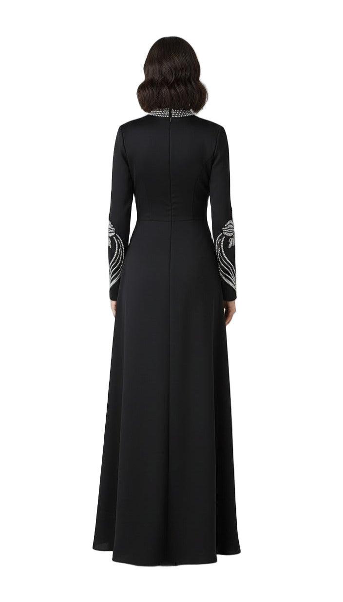 embellished neckline and cuff gown – ODD- Tolreel