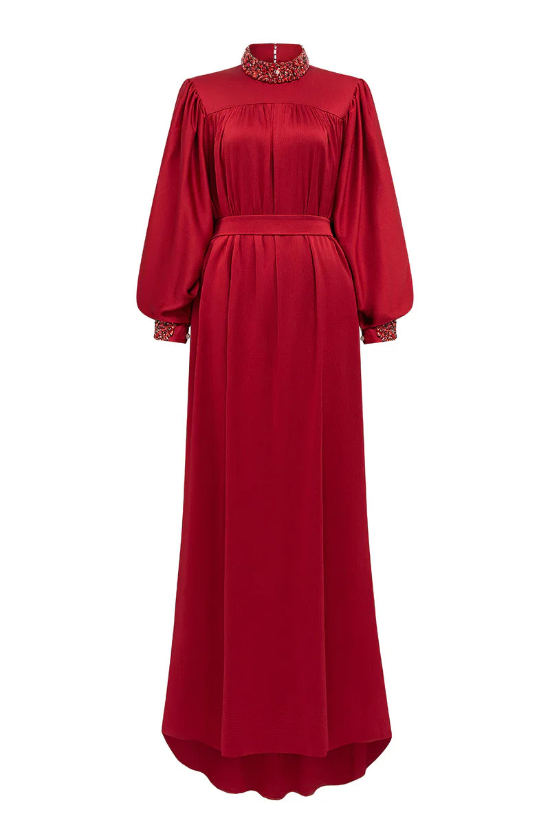 high-neck gown with bouffant sleeves – MARCELLA