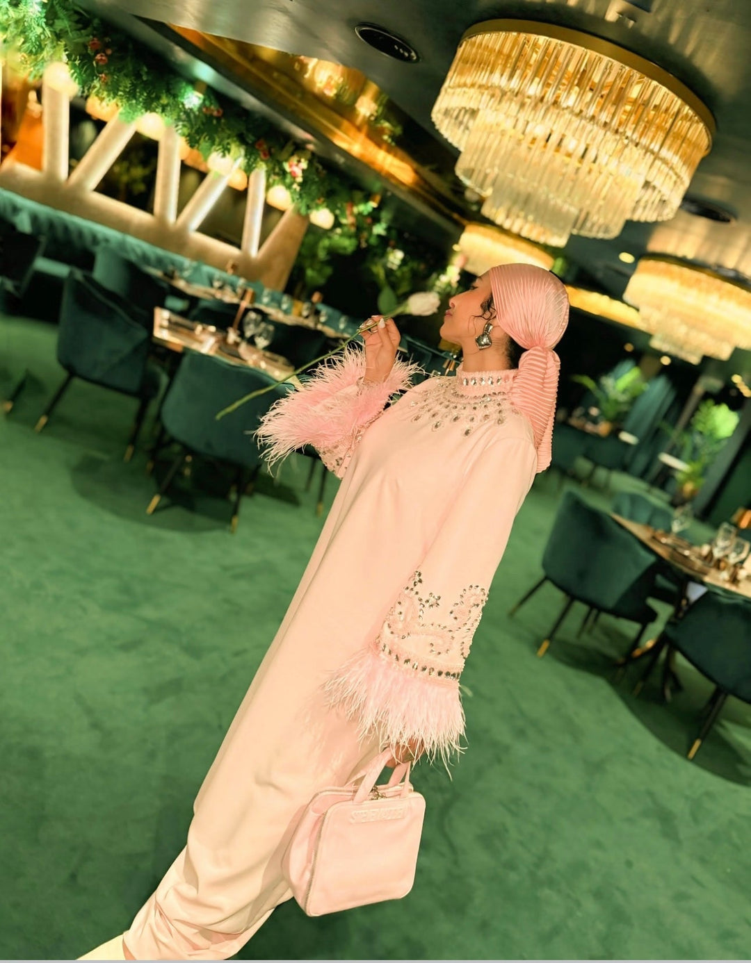 embellished-feather cuff kaftan – Zykeria-1