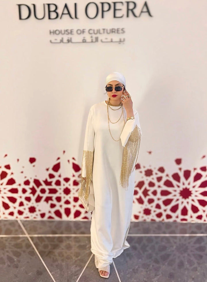 Loose dress with beaded sleeves - ODD-Zaydin
