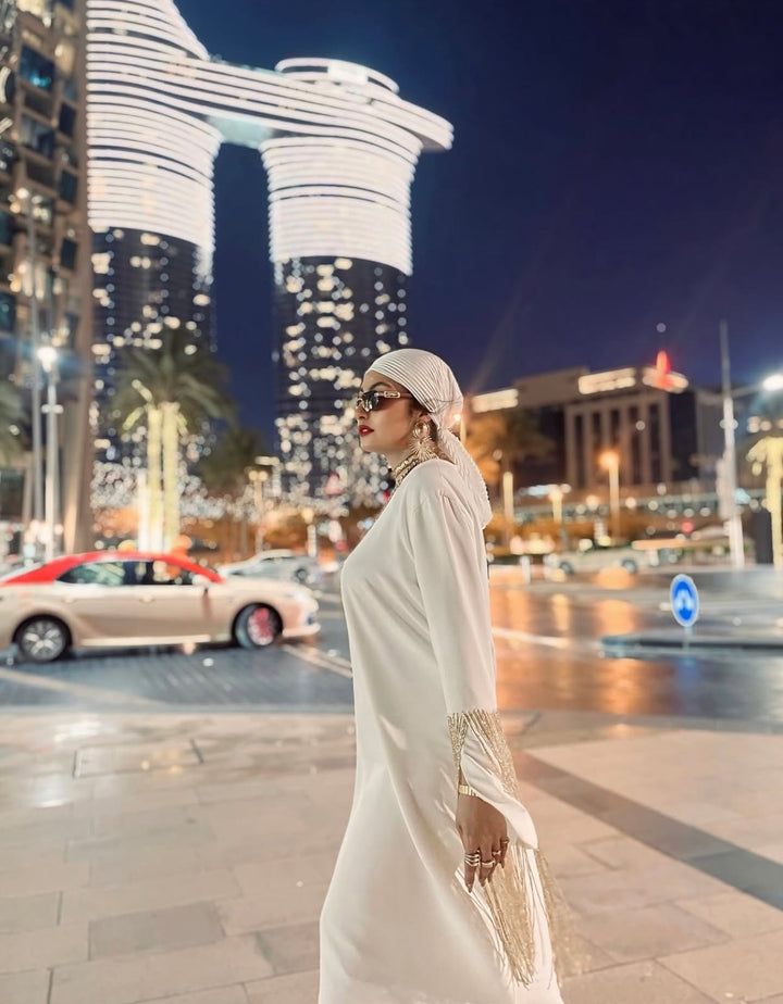 Loose dress with beaded sleeves - ODD-Zaydin