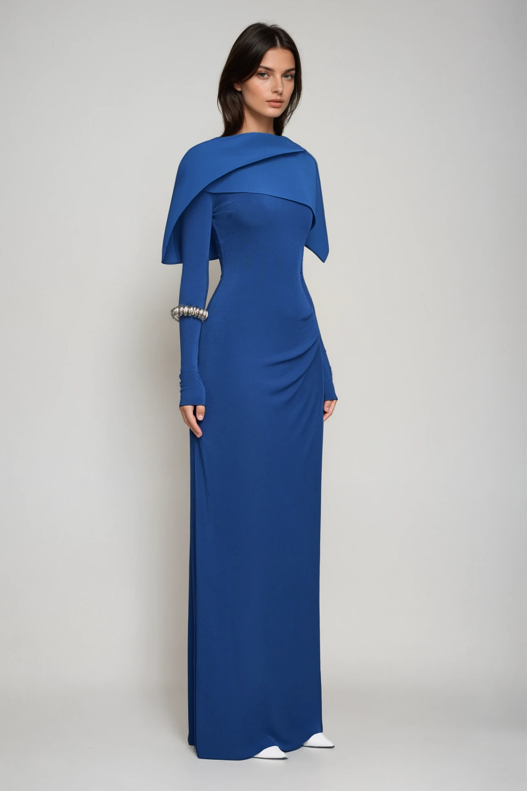off-shoulder monochrome column gown – Sofaa