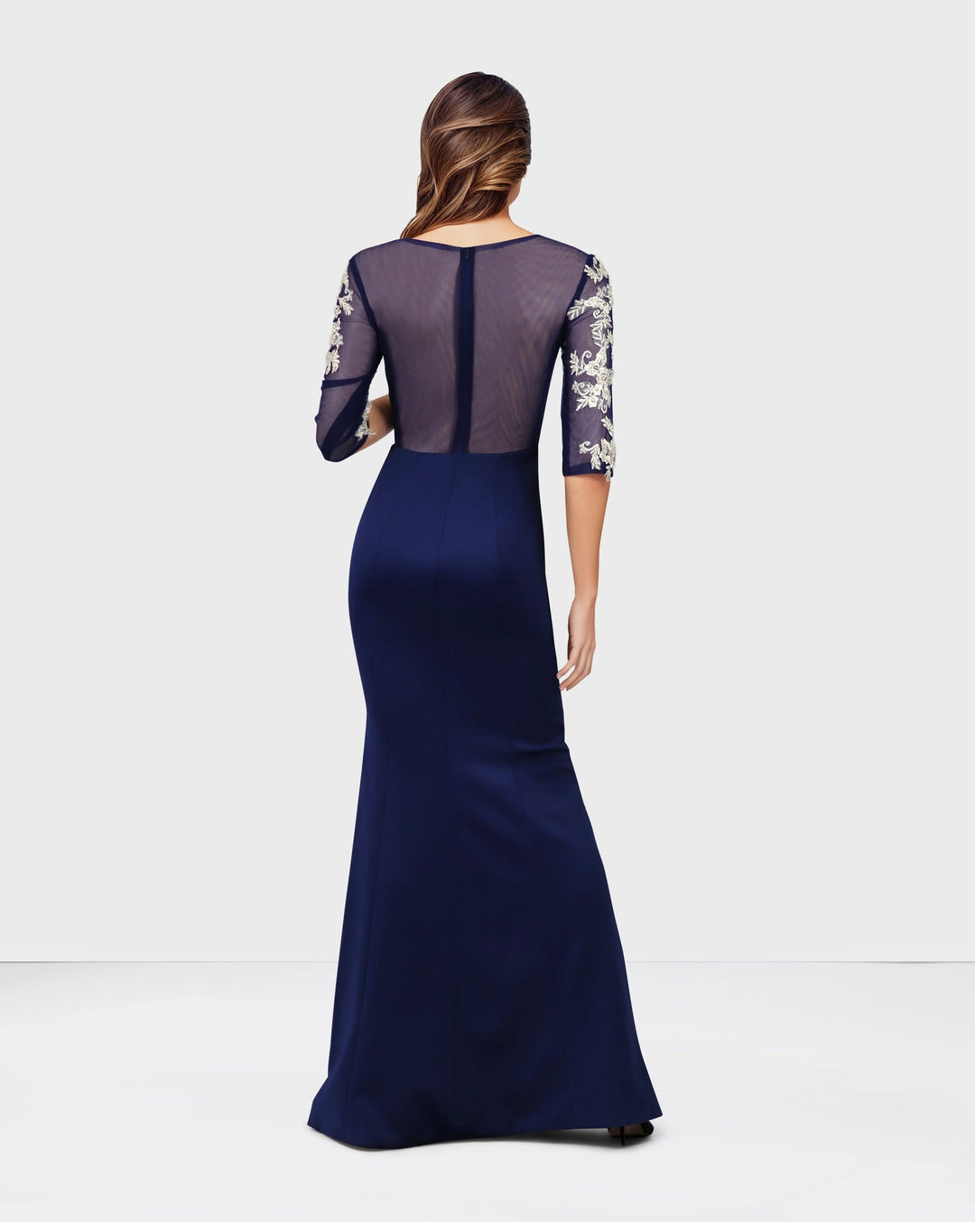 ODD-Blue Floor-Length Dress with see-through sequined top-Juwan