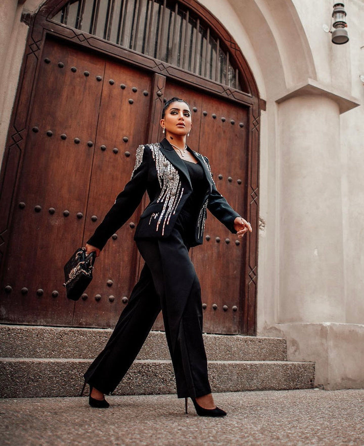 sequin-embellished double-breasted blazer – Rhyan