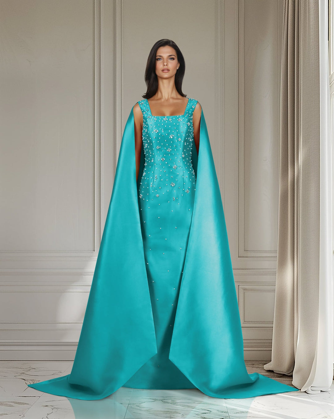 Beaded dress with maxi cape  - ODD-ALASII
