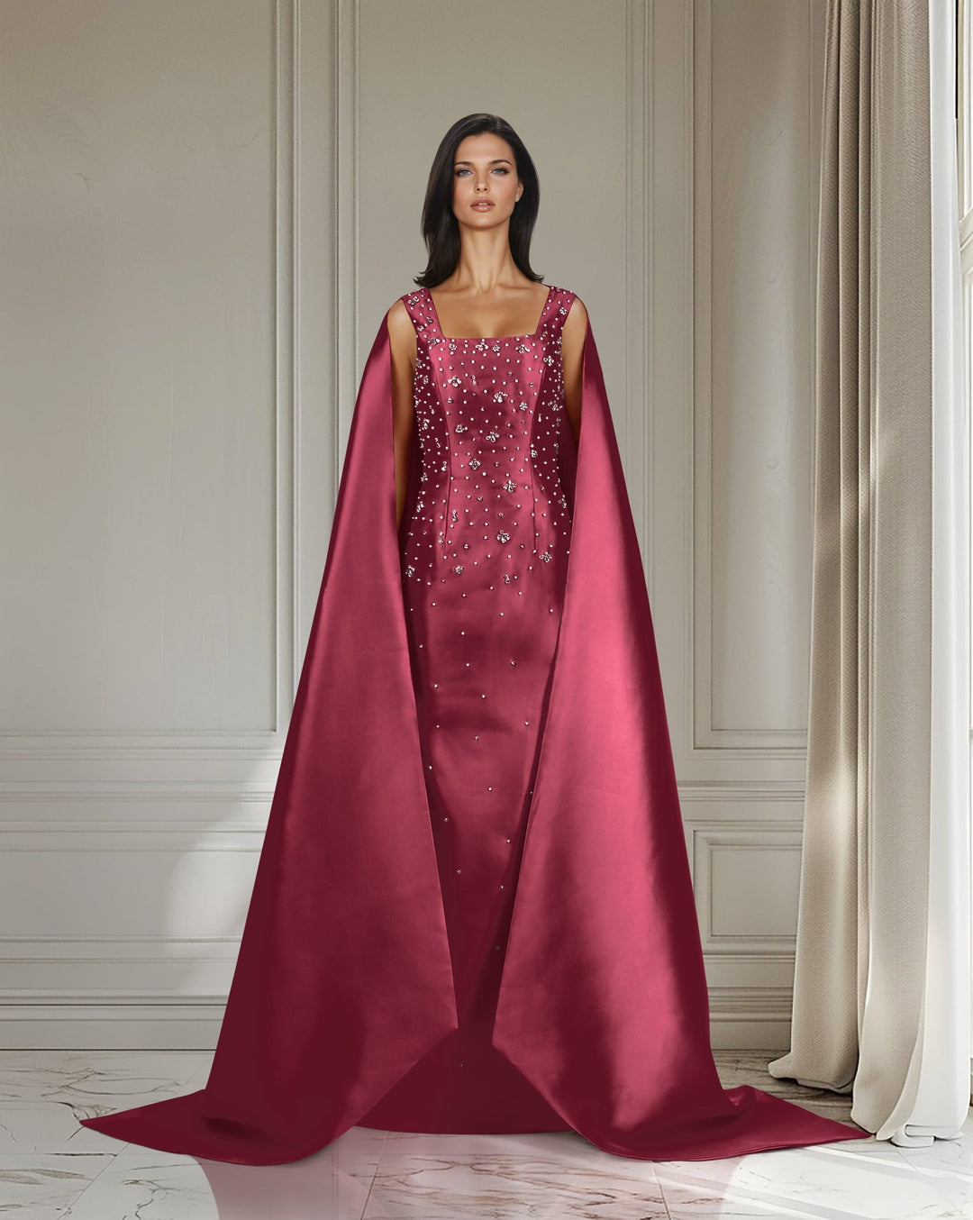 Beaded dress with maxi cape  - ODD-ALASII