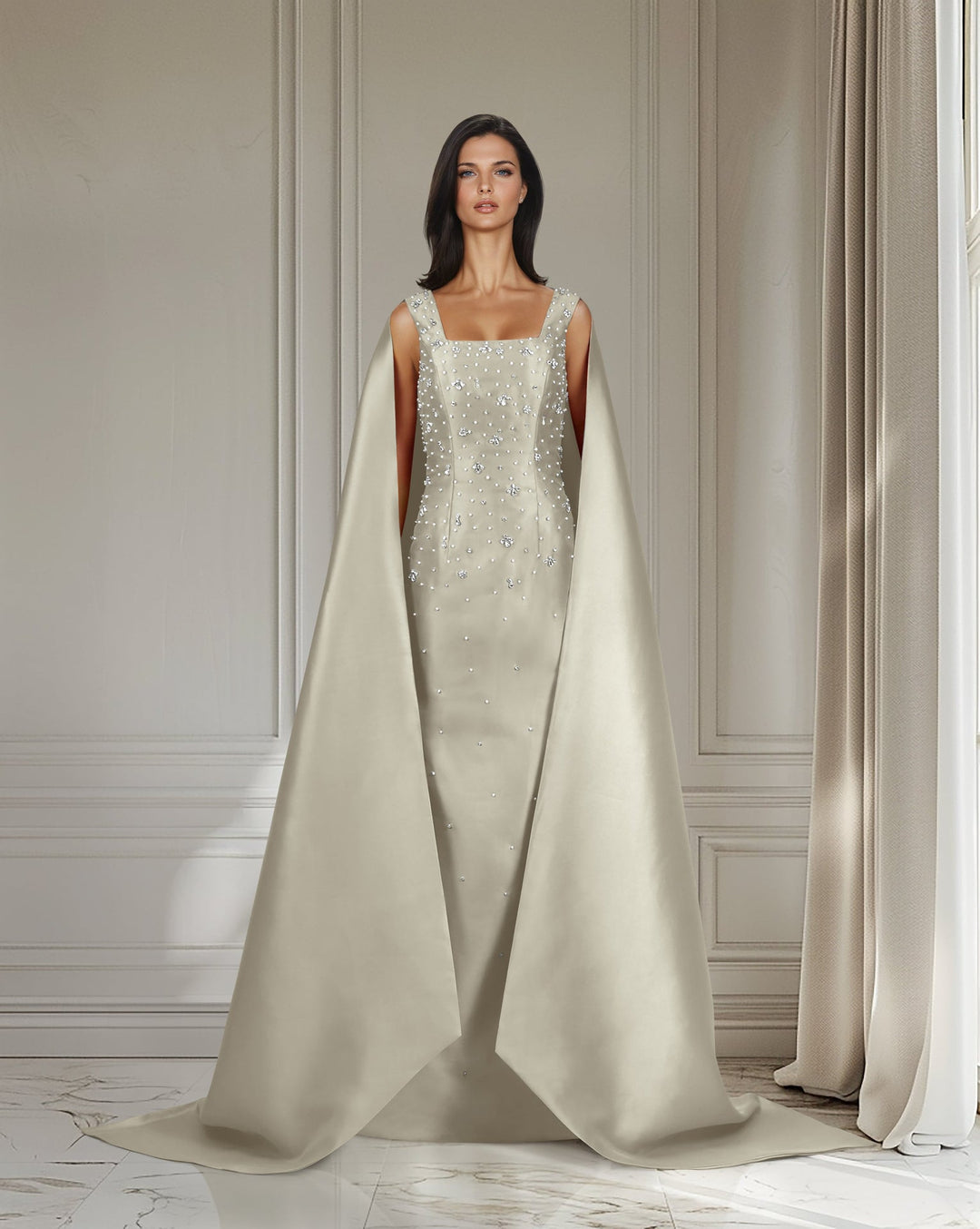 Beaded dress with maxi cape  - ODD-ALASII