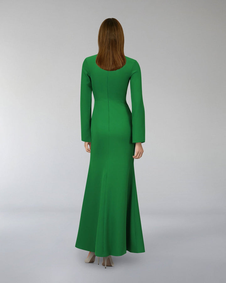 Buttoned long sleeve dress with side slit - ODD-POONY