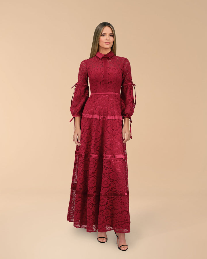 ODD- Lace dress with satin strips - THURAYYA
