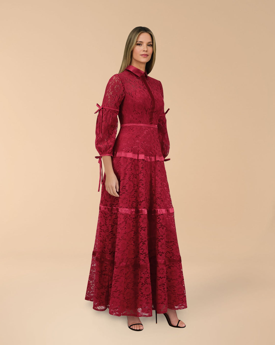 ODD- Lace dress with satin strips - THURAYYA