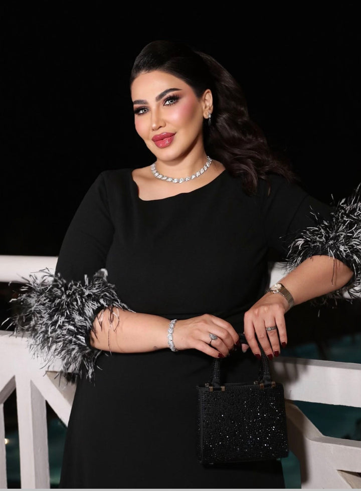 feather-cuff A-line gown – Zonal-1