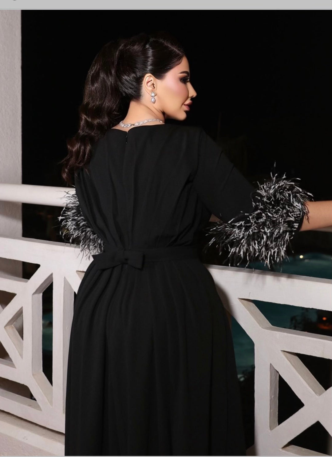 feather-cuff A-line gown – Zonal-1