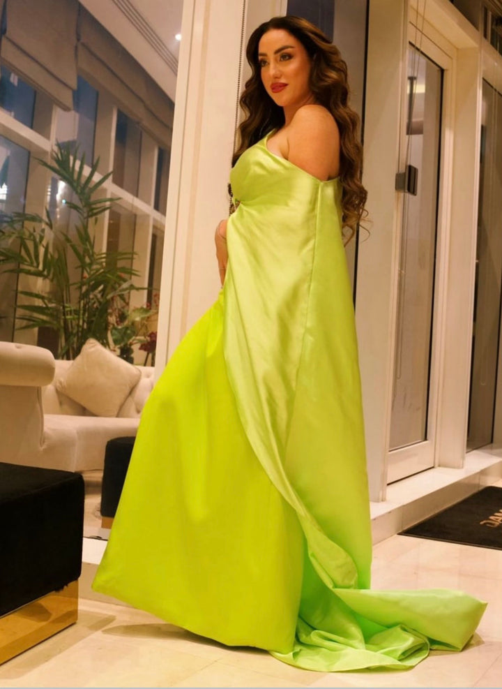 One-shoulder column dress with draped cape - Sarah