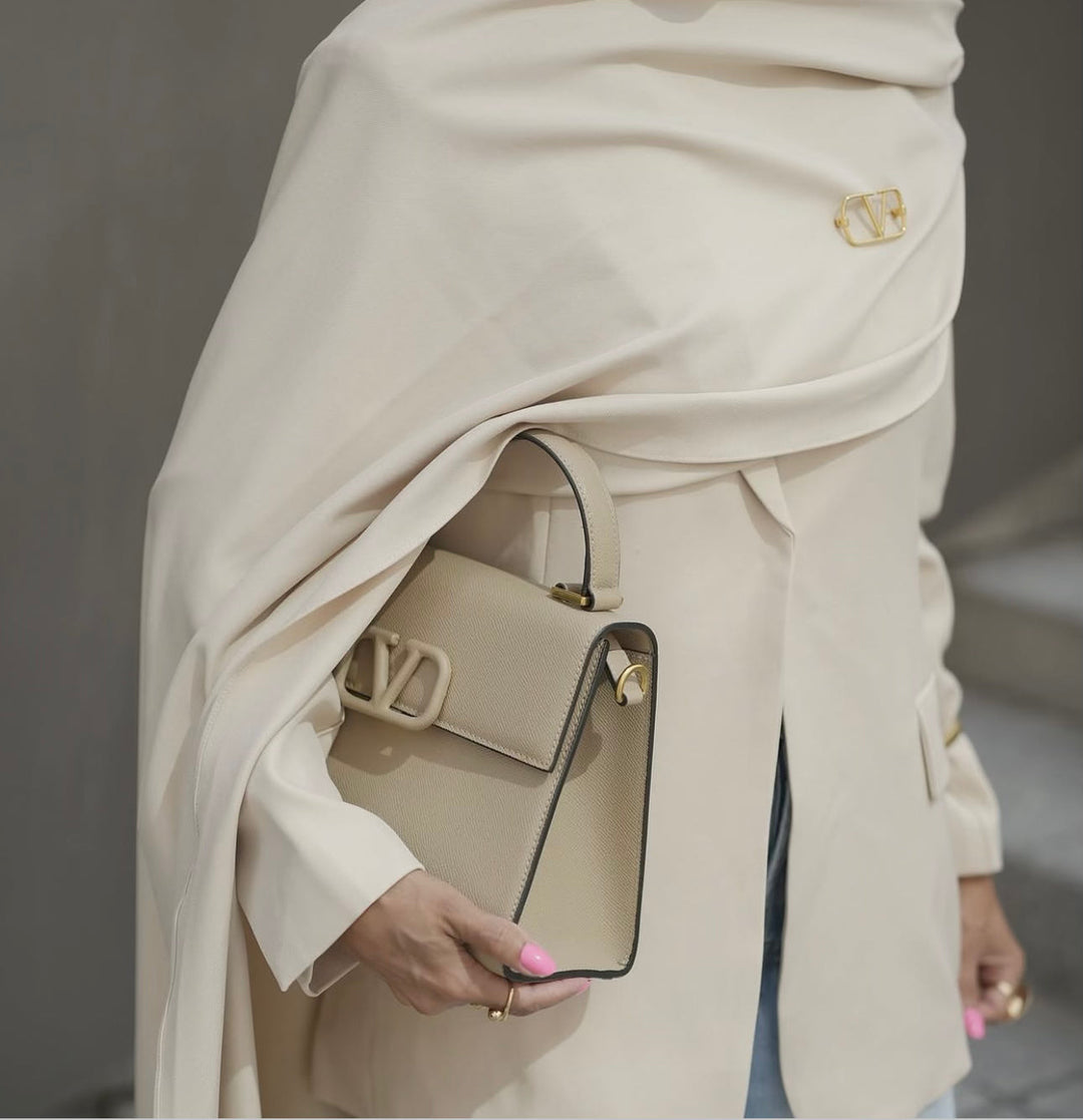 tailored blazer with draped maxi cape - Shevte
