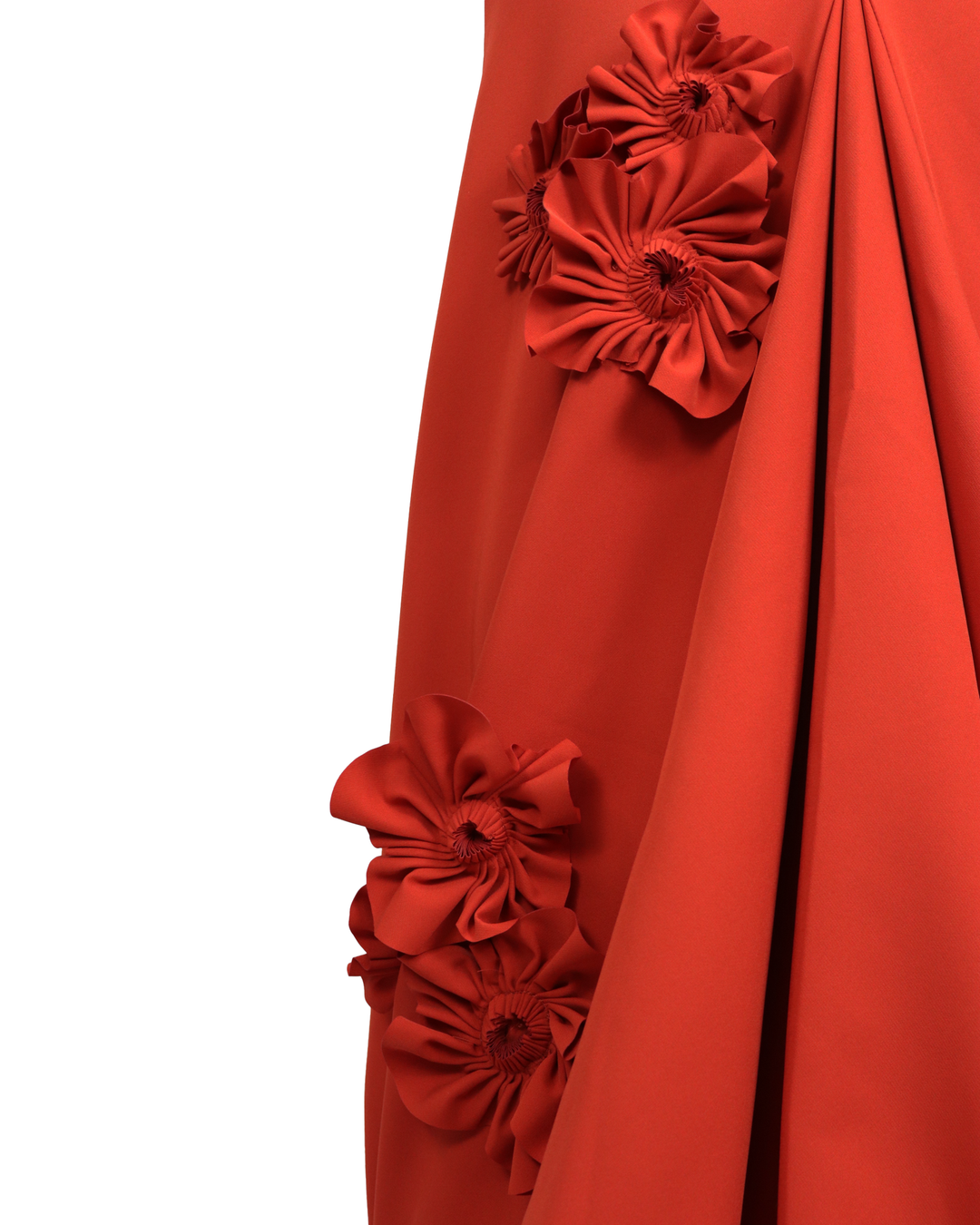 Shoulder off red dress with 3D flowers ODD-LOYAN