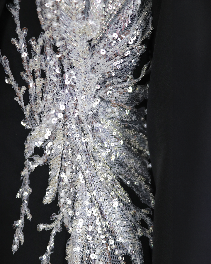 ODD-Sequined blazer dress with satin lapels