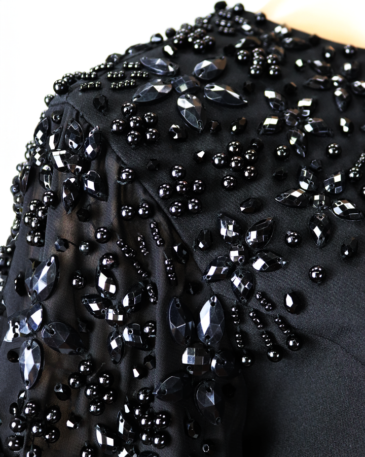 Beaded shoulders black dress with cape sleeves - Zoella
