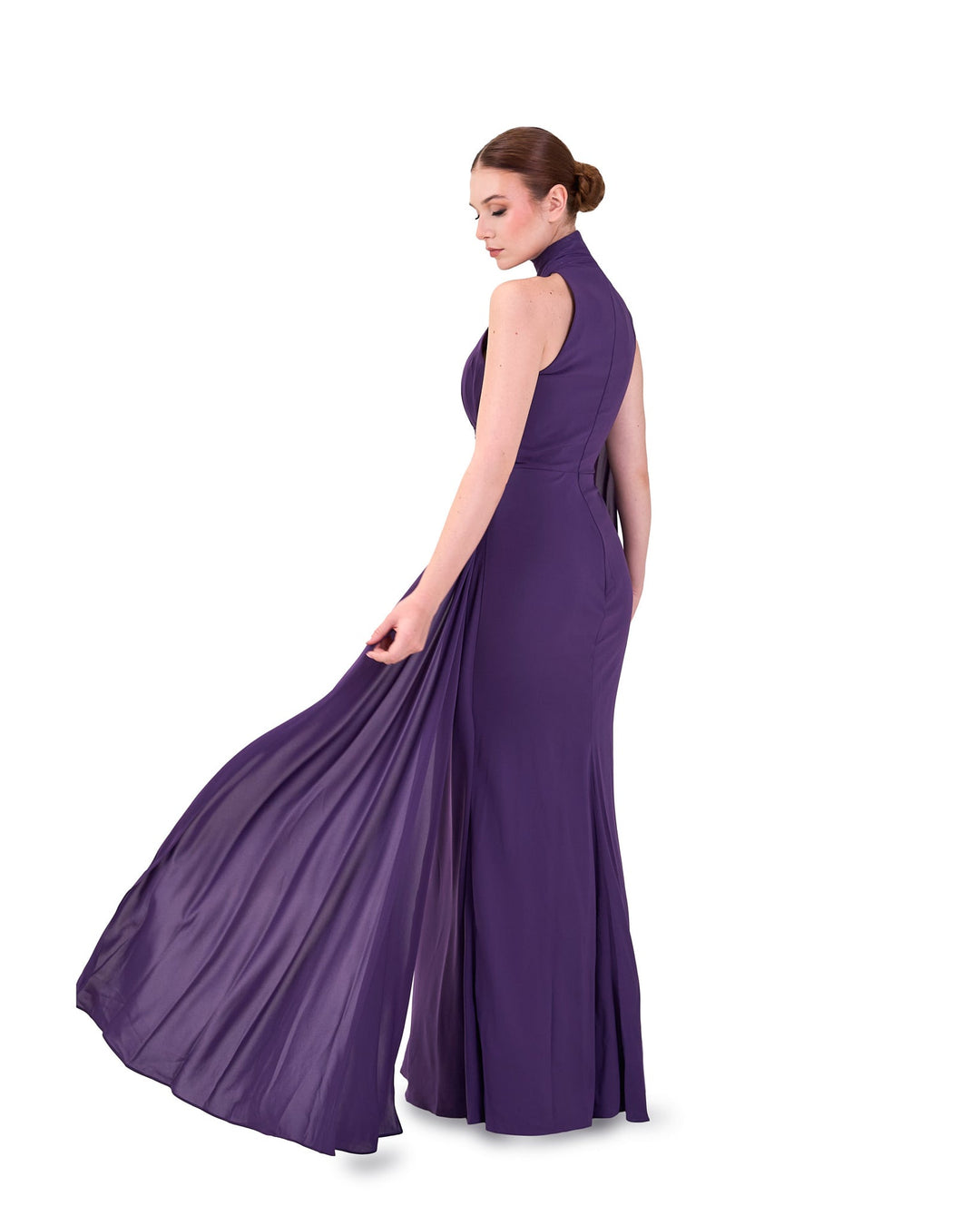 ODD-Draped shoulder off dress with cape sleeve-Tamador