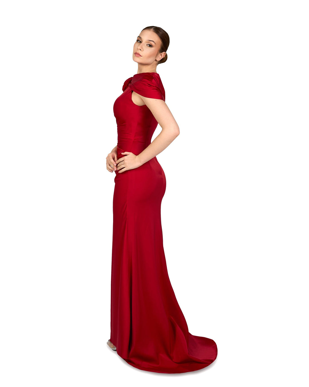 Sleeveless dress with side capelet and 3D flower - ODD- ROVEE
