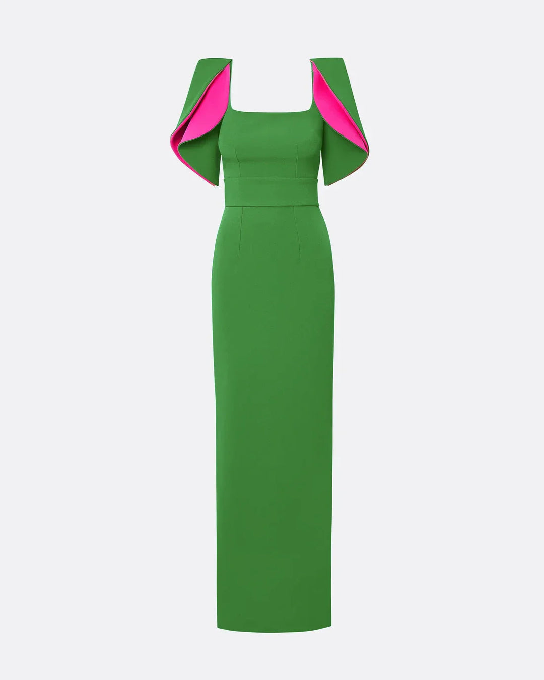 square-neck gown with contrast petal sleeves – EDEN-1