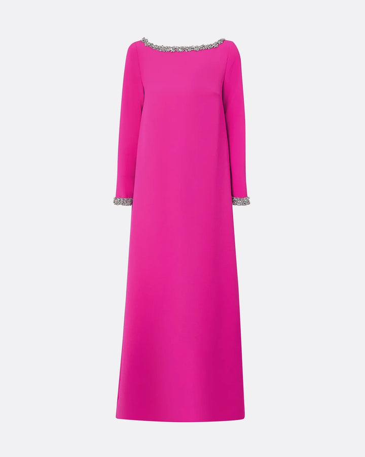 long-sleeve A-line gown with embellished neckline – FOUCE-1