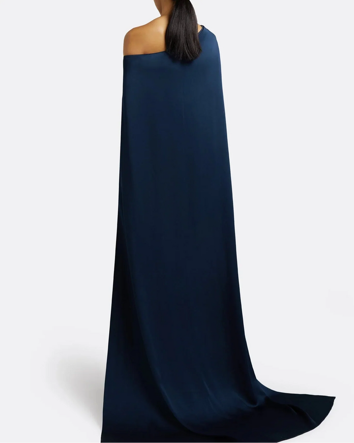 One shoulder column dress with twisted cape - Abby-1