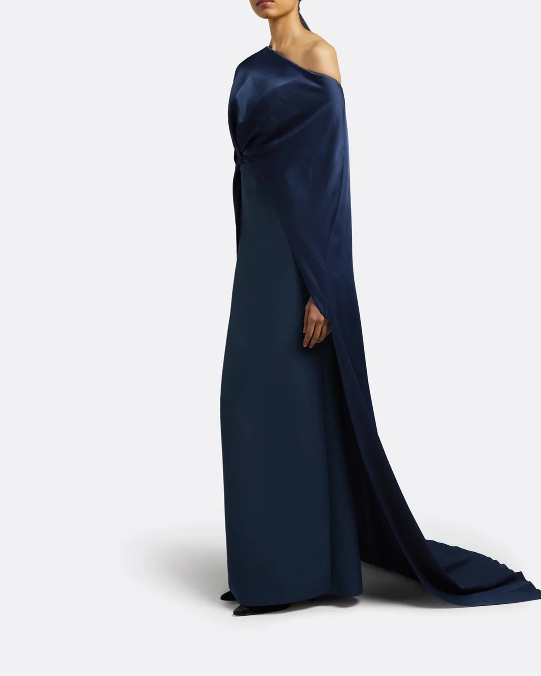 One shoulder column dress with twisted cape - Abby-1